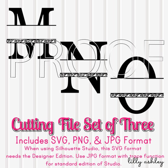 Cutting Files Set of 3 Split Letters M N OSVG PNG JPG all