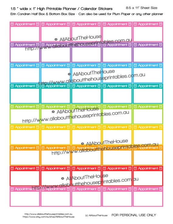 Download Appointment Planner Stickers made for Erin Condren Half ...