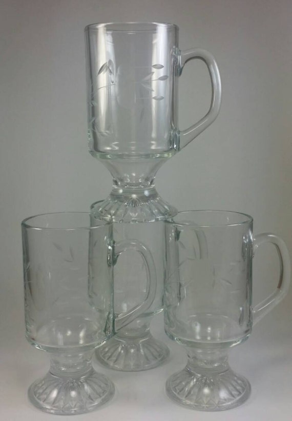 Crystal Coffee Mugs Princess House set of 4 Irish Coffee Mugs