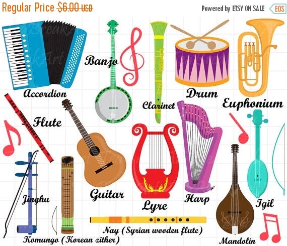 50% OFF Musical Instruments ClipArt Set 1- Digital Clip Art Graphics ...