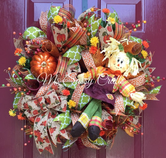 Fall Scarecrow Wreath Scarecrow Wreath Fall by MsSassyCrafts