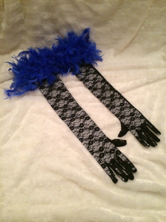 opera gloves with feathers