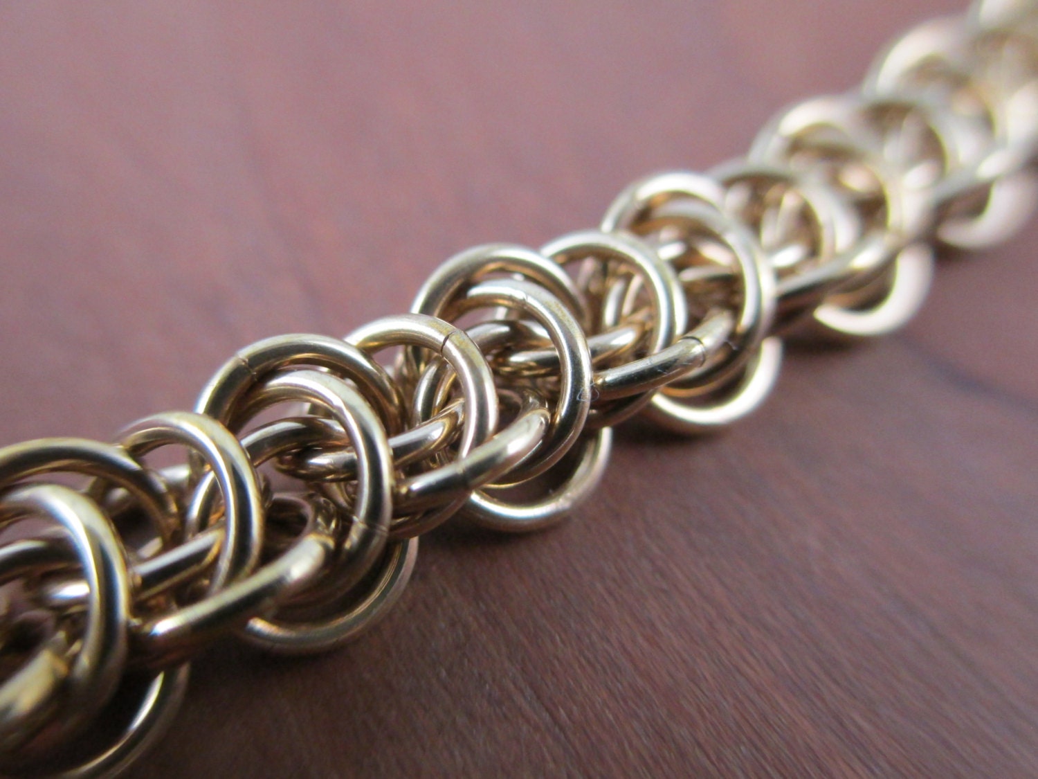 Brass Chain Bracelet made in a Backbone Chainmaille Weave