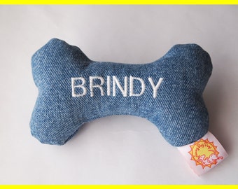 Personalized Dog Toy with Squeakers - Denim - Small, Medium, and Large Sizes