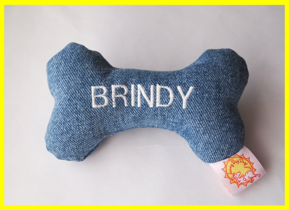 Personalized Dog Toy with Squeakers Denim Small Medium