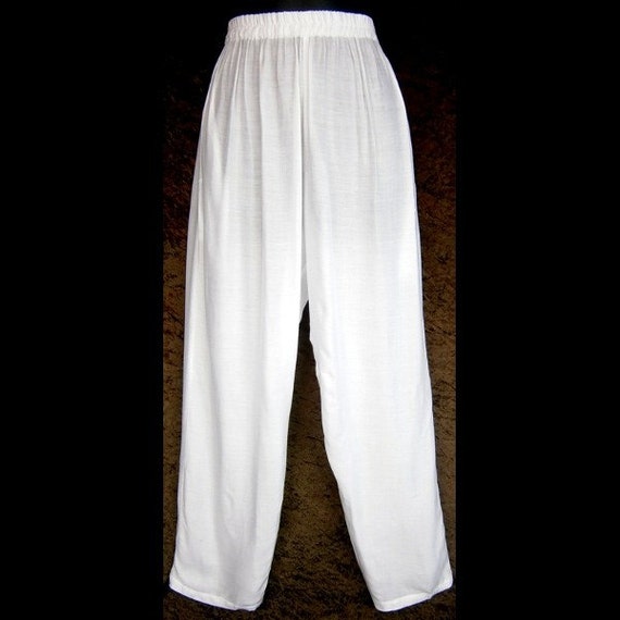 white rayon pants