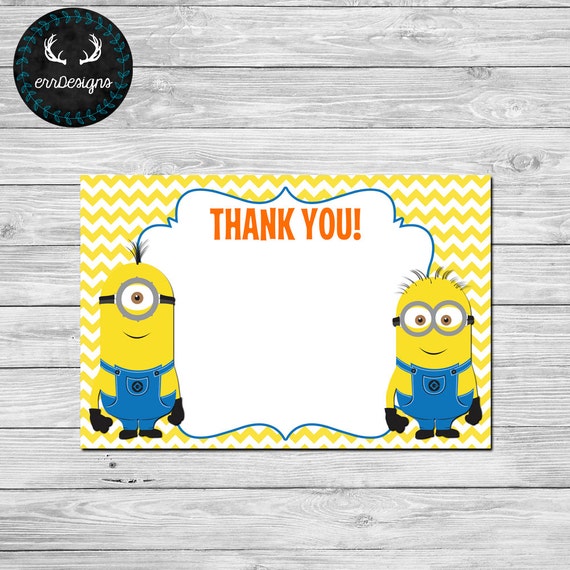 Minions Despicable Me Thank You Note by ERRdesigns on Etsy