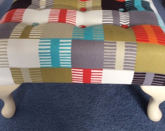 Checked multicoloured footstool