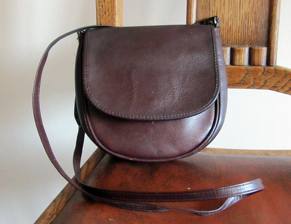 leather saddle bag, small vintage handbag, horseshoe brown leather ...