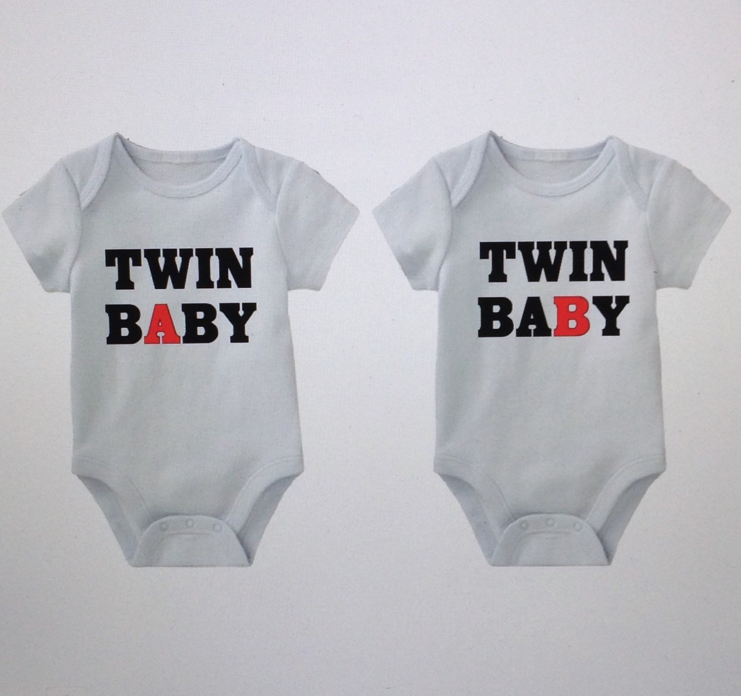 Twin baby onesies twin a twin b funny onesies by FromAtoZbyTami