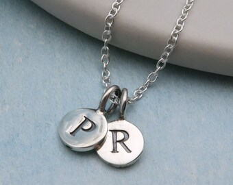 Double Initial Necklace, Sterling Silver Initials Necklace, Two Initial Personalized Necklace, Initial Jewelry, Customizable Jewelry