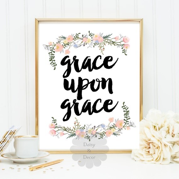 John 1 16 Grace Upon Grace Bible Verse Calligraphy Quote