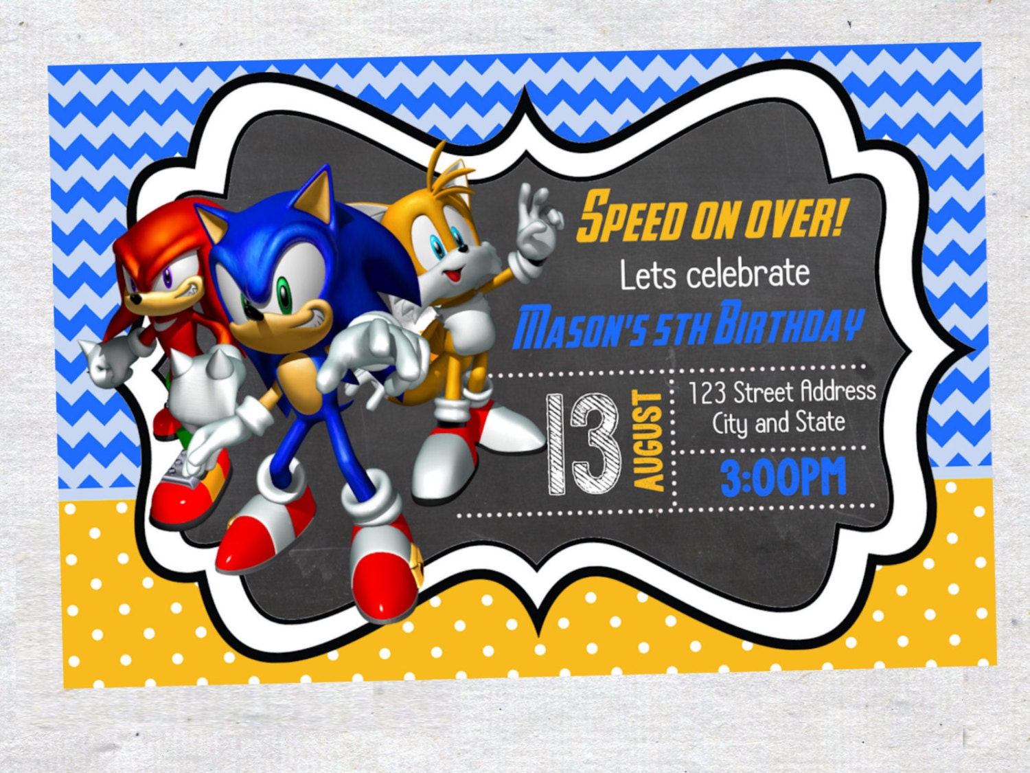 Sonic the Hedgehog Birthday inviteSonic the Hedgehog