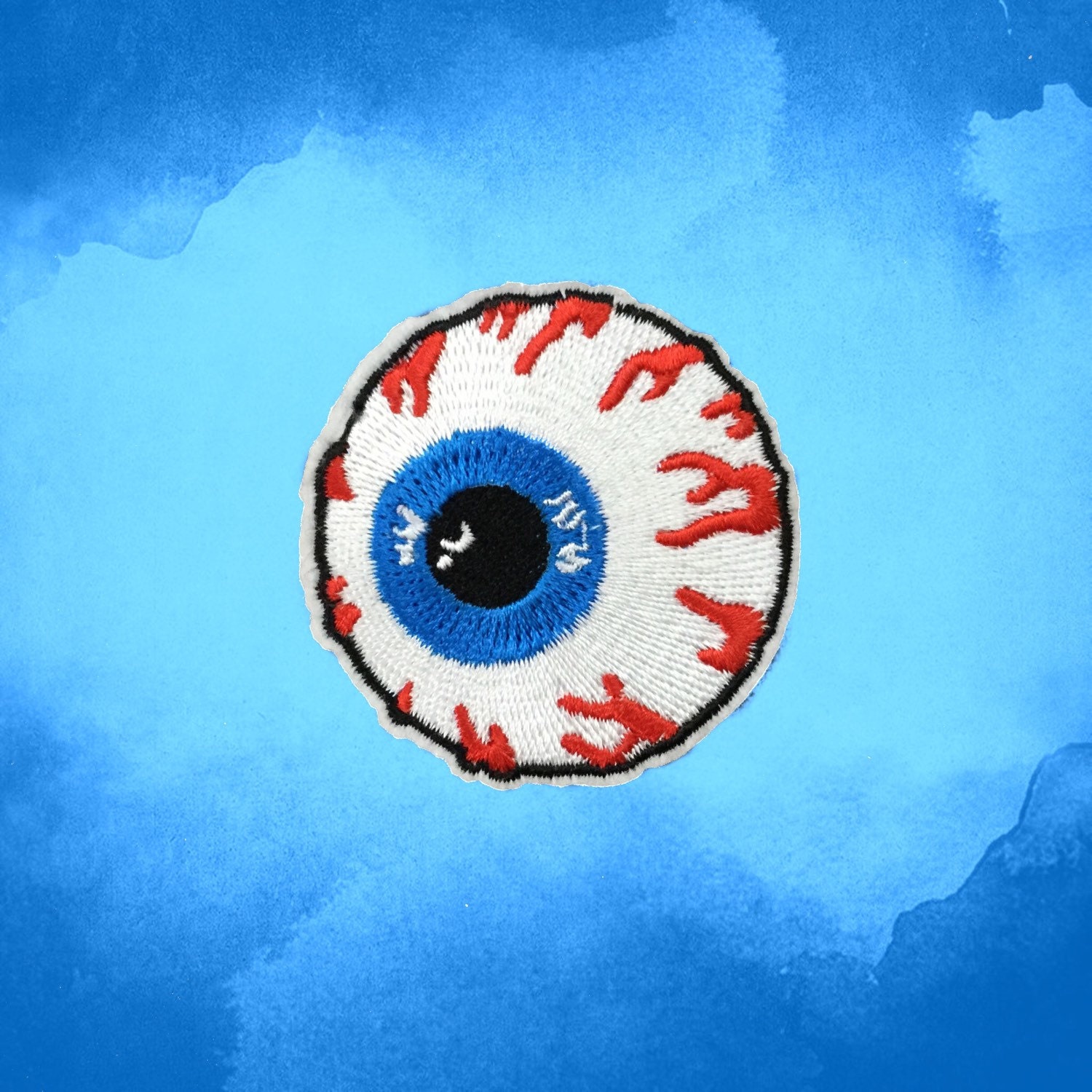 vintage bloodshot evil eyeball eye patch embroidered iron-on