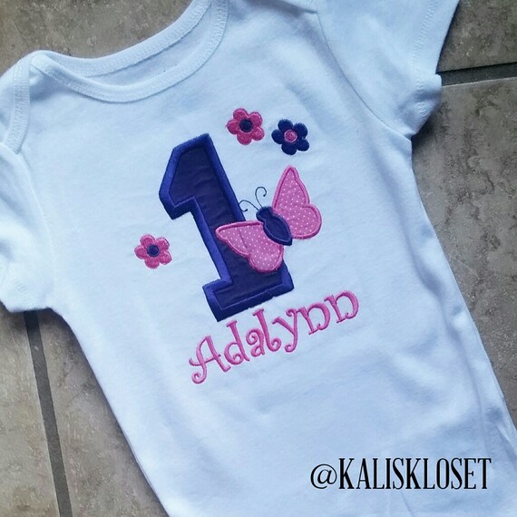 Butterfly 1st Birthday Shirt Girls Birthday by KalisKlosetCo