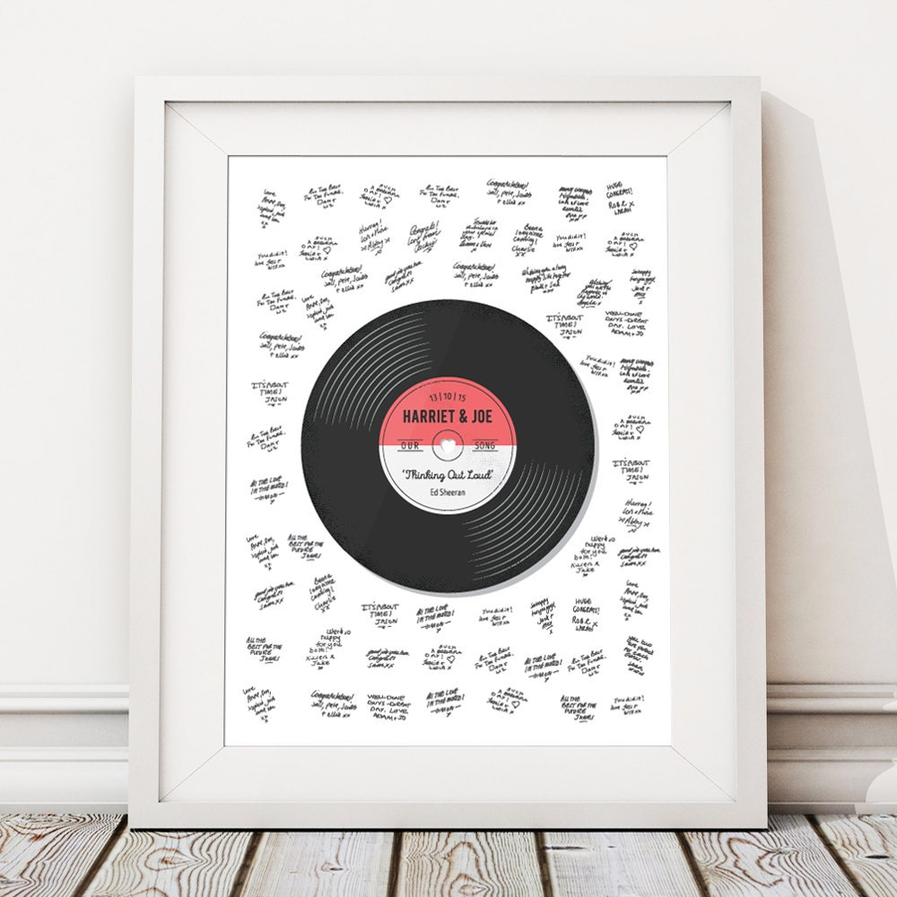 Record Wedding Guest Book Wedding Guest Book by BirdAndKeyUK