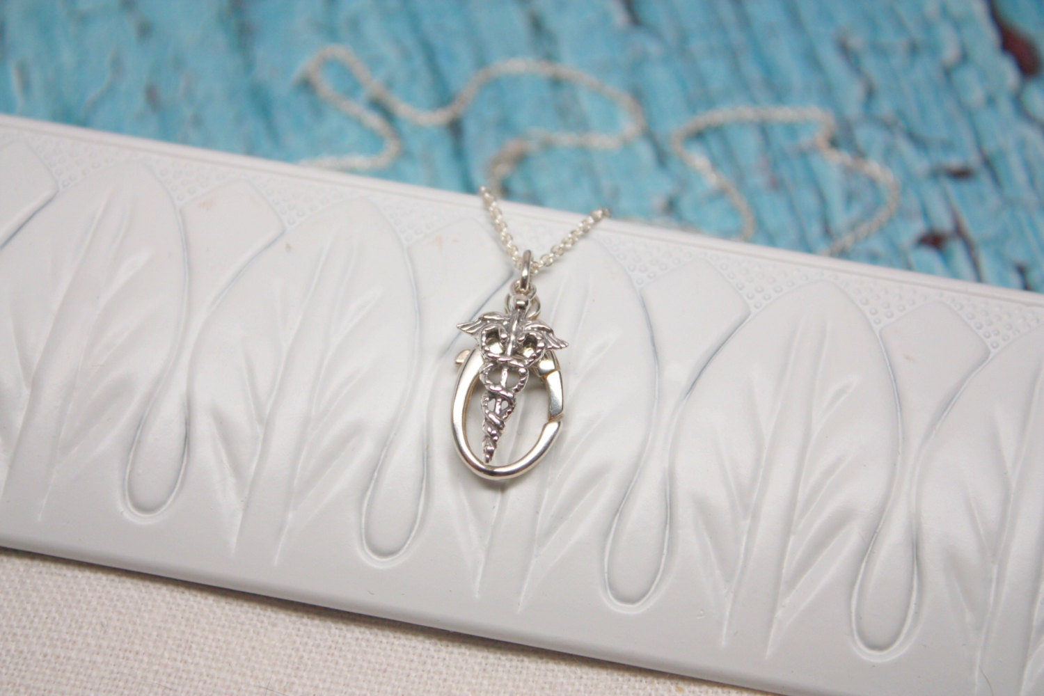 Medical Caduceus Charm Ring Holder Necklace Nurse Ring by tmbox