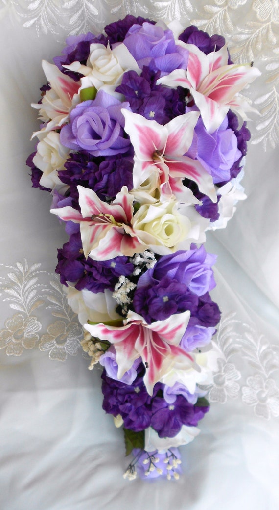Silk Cascade bridal bouquet 2 pc made of by VictoriaSilkDesigns