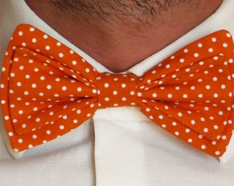 Papillon Men's pure cotton orange background with white polka dots