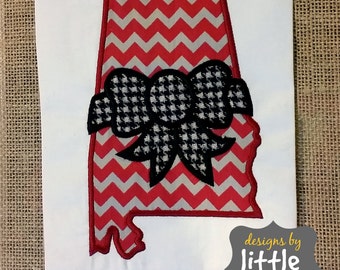 alabama with a bow * like bama football tide new ribbon applique set embroidery design 4x4 5x7 EXP PES DST +more Instant Download monogram