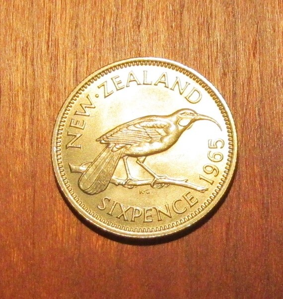 New Zealand Wedding Sixpence, Huia bird 6 pence coin, lucky six pence ...