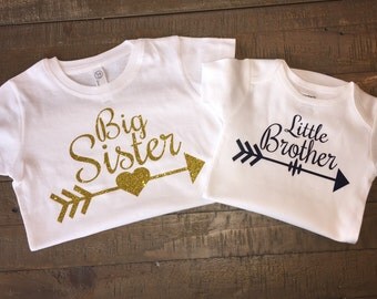Personalized Big Sister Little Brother Arrow Shirt Set