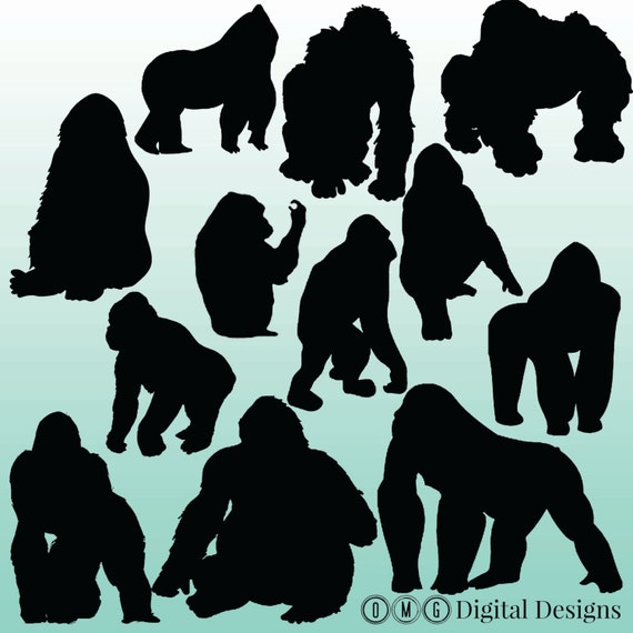 12 Gorilla Silhouette Clipart Images Clipart Design Elements