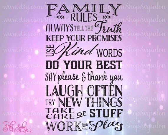 Download Family Rules Subway Word Art Vinyl Decal Cutting File by ...