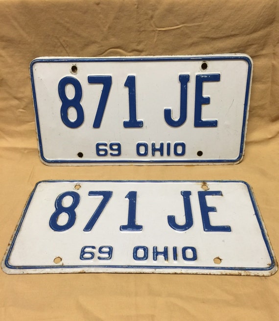 Vintage 1969 Ohio License Plate Set 871 by RiverValleyVintage1