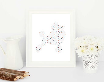 dog art print, dog silhouette, dog art, dog print, dog printable, nursery printable, poodle art, poodle print, poodle poster, dog, poodle