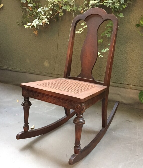 Antique Cane Rocking Chair VIntage Rocking Chair Wooden
