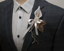 20PC Men's Flower Lapel Pins - Handmade Camellia Boutonniere For Suits & Weddings
