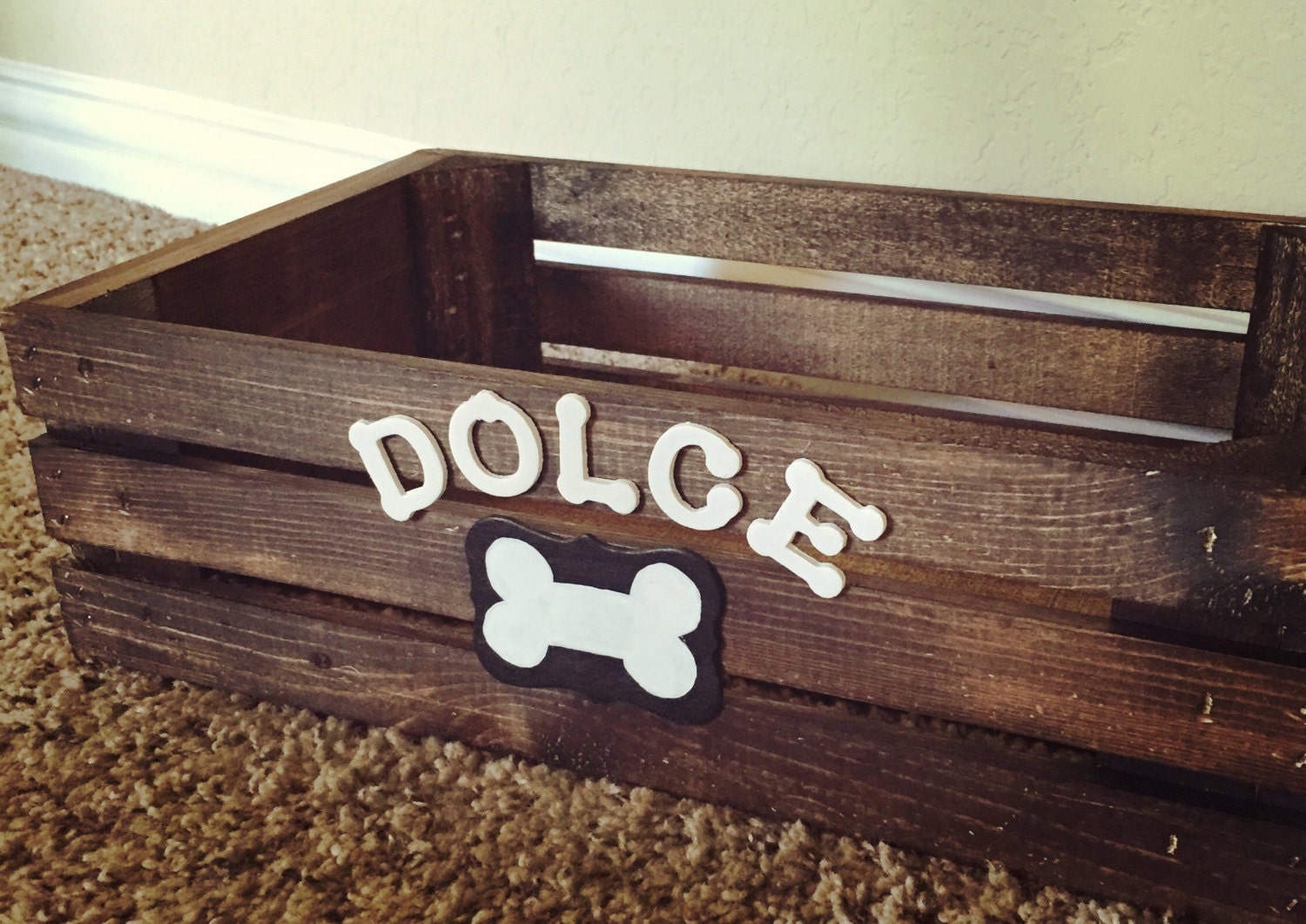 Dog toy box Personalized Bone by TheTexasFarmhouse on Etsy