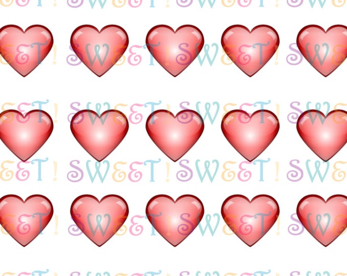 Edible Glossy Heart Cupcake & Cookie Toppers - Wafer Paper or Frosting Sheet, Uncut