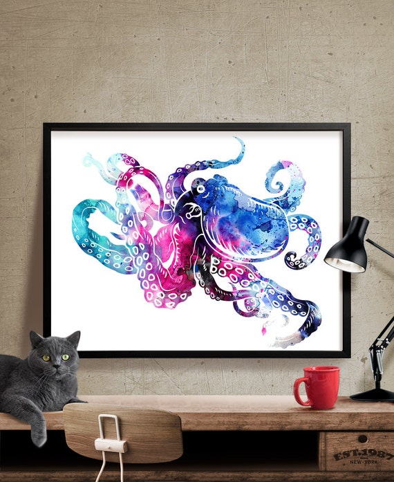 Octopus Art Octopus Large Wall Art Print Octopus Painting