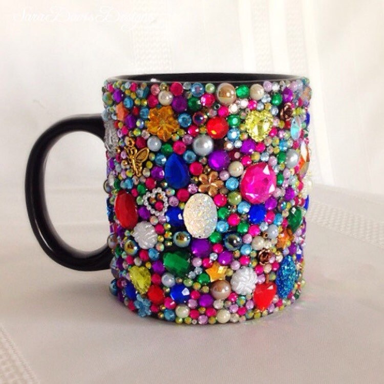 Rhinestone Coffee Mug Personalized Coffee Mug by SaraDavisDesigns