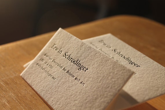 200 Letterpress Business Cards Hand Printed On Single Ply 110