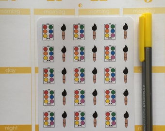 Kawaii Paint and Brush Planner Stickers