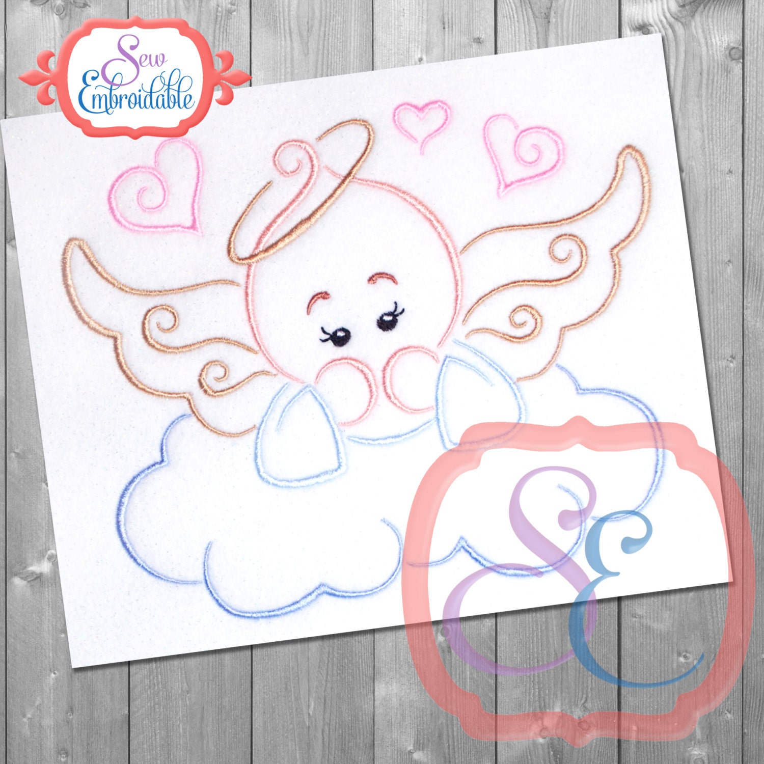 Baby angel on cloud machine embroidery instant download Baby angel on cloud machine embroidery instant download