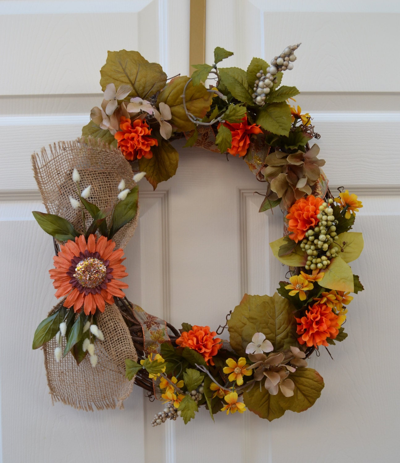 Oval Fall Floral Wreath by itsSandyMade on Etsy