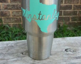 Yeti name decal - state stickers for yeti cup - personalized name vinyl decal - Yeti decal for women - Name Cut Through Your State