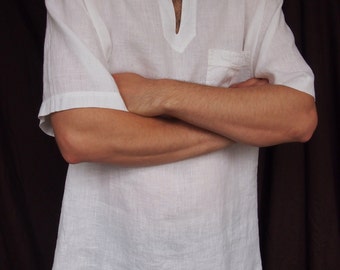 Natural linen men's shirt, White Linen Men's Shirt, Linen clothing, Linen clothes, Organic Linen Shirt, Men Gift