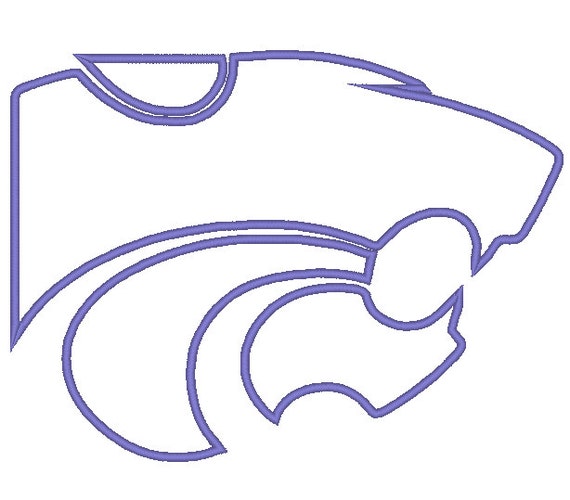 Kansas State Wildcats Applique Embroidery Design. 3 Large