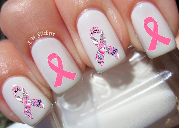 2. Pink Ribbon Nail Art Decals - wide 2