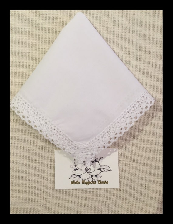 Handkerchief with beautiful lace trim by WhiteMagnoliaBlanks