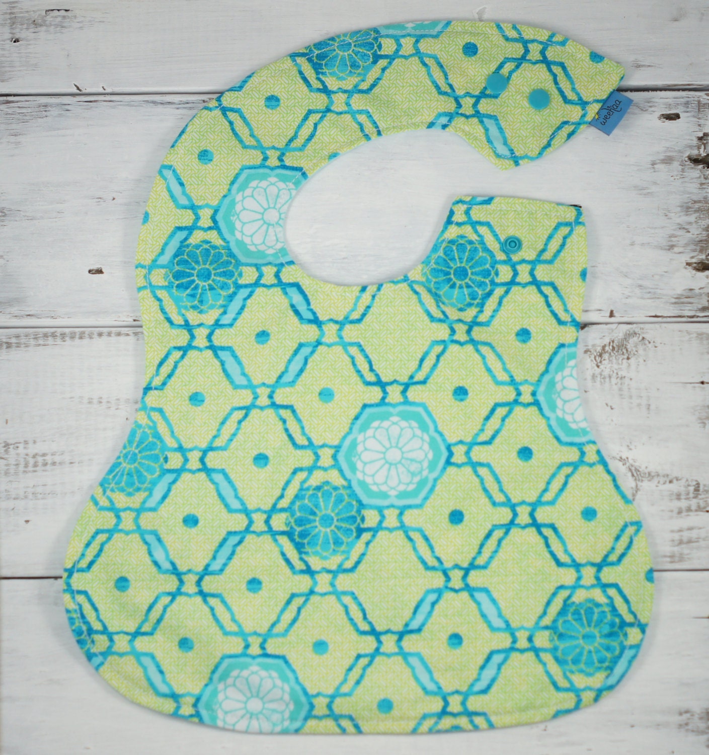waterproof baby bib in floral honeycomb in green green bib waterproof baby bib in floral honeycomb in green green bib