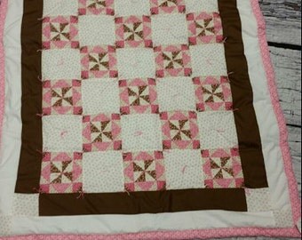 Elegant baby toddler handcrafted quilt blanket