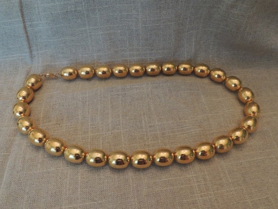 Vintage Monet Gold Bead Necklace: Chunky by VerasClassicVintage