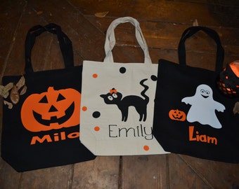 Trick or Treat Bags, Canvas Halloween Bags, Candy Sack, Halloween Costume, Trick or Treat Pail, Halloween Decoration, Trick R Treat