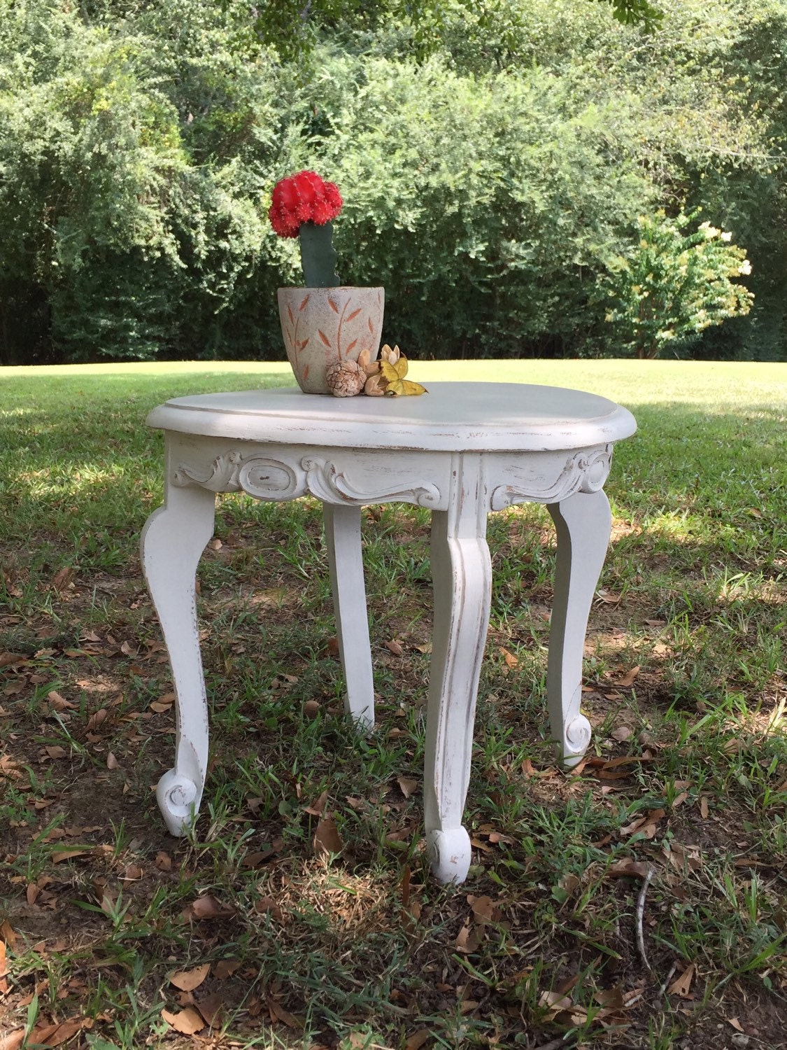 small white plant table